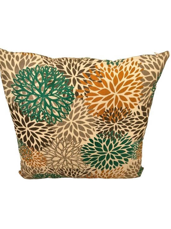 Other - Modern Floral Throw Pillow Toss Cushion Chrysanthemum Green Gray Brown Square